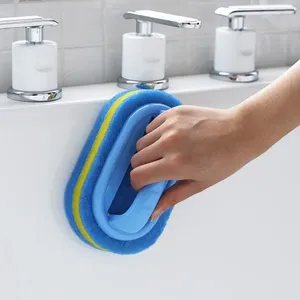 Household Cleaning Brush With Handle Dish Soap Bathroom Kitchen Tub Thicken <b>Scrubbing</b> Sponge Wipe Durable Tools Accessories Home - Product Image 2