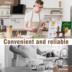 Wooden Recipe Rack Desktop Kitchen Countertop 21.7x17.5x15cm Burnt Color Single Layer <b>Tablet</b> <b>Stand</b> - Product Image 3