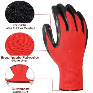 Breathable Latex Coated Crinkle Palm Garden Gloves Industrial Safety Gloves