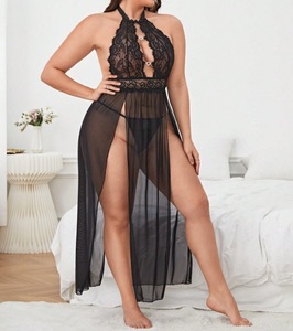 Vestido Maxi con <span class=keywords><strong>Escote</strong></span> Corazón de Encaje Bordado con Pedrería y Abertura Lateral de Tul, Estilo Camisón - Product Image 2