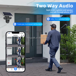 Hongnaer 12MP không dây 4G 3 ống kính năng lượng mặt trời bảng điều khiển điện surveil PTZ máy ảnh eseecloud Ngoài trời 4G Thẻ Sim an ninh năng lượng mặt trời cctv camera - Product Image 4