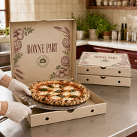 Cajas de Pizza de Cartón Kraft Impresas con Lámina Dorada UV Mate Biodegradable Personalizadas para Comida Rápida para Llevar
