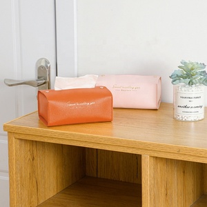 PU Leather Tissue <b>Box</b> Holder Print Rectangular Foldable Napkins Container for Living Room Bedroom Car Home Office - Product Image 4
