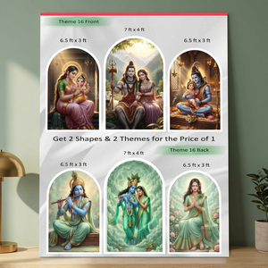 Ensemble d'arches de dévotion en vinyle réversible de qualité supérieure Shiv Parivar Radha Krishna (3 pièces) NOUVELLE ARRIVÉE Amour divin Harmonie céleste - Product Image 2