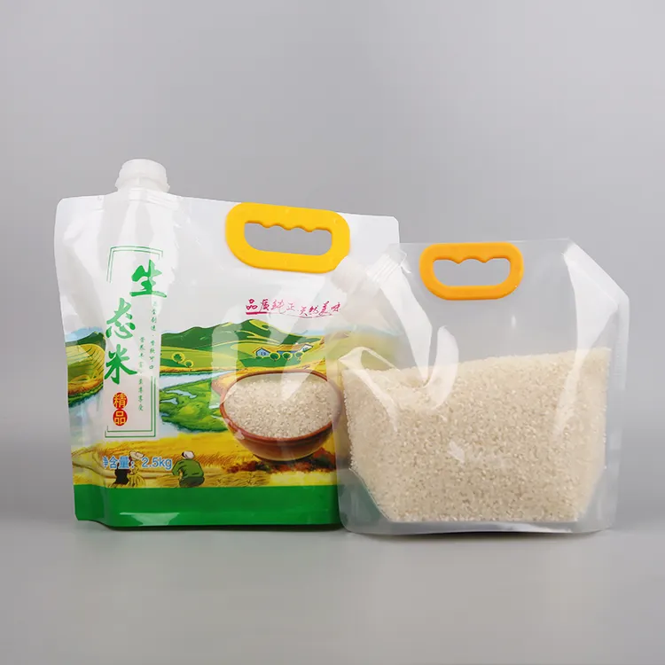 अभिनव पारदर्शी 1KG /2.5KG फैक्टरी अनुकूलित चावल के लिए थैली खड़े हो जाओ प्लास्टिक बैग