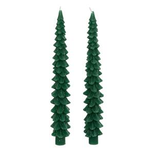 Juego de 2 Velas con Forma de Árbol Verde Oscuro de 2x25cm - Product Image 1