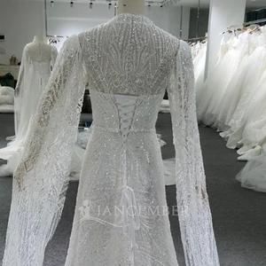 Elegante Vestido de Novia Sirena con Lentejuelas y Cuentas, Cuello Alto, Organza, Lsbh20 - Product Image 6