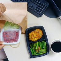 Boîte de préparation de repas à 2 compartiments sans BPA, compatible micro-ondes, sans mélange de nourriture, pour restaurant, boîte à emporter rectangulaire jetable