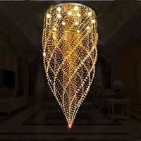Lustre en cristal de fabrication chinoise pour plafond voûté, hauteur de cathédrale, longueur sur mesure à bon prix