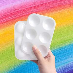 Palette de plateau de peinture en plastique blanc, palette de mélange aquarelle rectangulaire 6 puits en vrac, palette de peinture acrylique de plateau de support de peinture - Product Image 4
