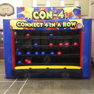 商业互动充气球游戏连接4个充气目标射击嘉年华游戏