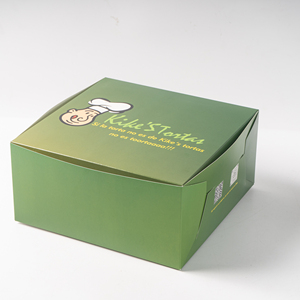 Caja de Embalaje para Tartas de Cartón Reciclado con Asa Personalizada, Segura para Alimentos, con Código QR de Marca y Diseño Impreso a Cuatro Colores - Product Image 4