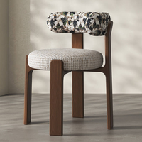Chaise de salle à manger et de loisirs en bois, style moderne, médiéval, français rétro, avec tissu doux et pieds en bois, pour usage domestique – Offre promotionnelle