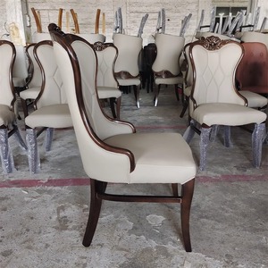High-End americano intagliato in legno massello sedia da pranzo schienale morbido casa Hotel Box sedia ristorante Design moderno in <span class=keywords><strong>pelle</strong></span> Pu sedia - Product Image 3
