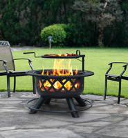 Fabricant Fournisseur Table à manger ronde portable Style cheminée en bois Conception de conduit de jardin Barbecue Grill Fire Pit