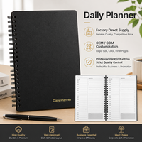 Agenda Diaria Espiral con Cubierta Negra y Detalles Dorados, Planificador de Tiempo, Lista de Tareas, Páginas Interiores, Regalo Corporativo OEM al por Mayor