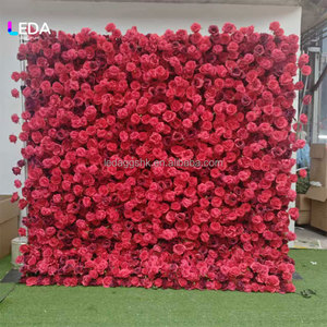 LEDA Artificial <b>Flower</b> <b>Wall</b> Backdrop 3D Red Rose <b>Wall</b> Easy to Roll up Curtain 8x8ft <b>Flower</b> Background for Wedding <b>Decoration</b> - Product Image 2
