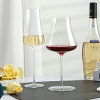 Verres à vin élégants en cristal sans plomb, à pied torsadé, ultra-fins, faits à la main, transparents, capacité 800 ml