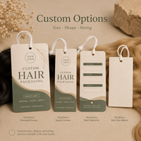Étiquettes personnalisées imprimées pour perruques, étiquettes suspendues en papier épais à marque privée avec motif feuille pour l'emballage de lots d'extensions de cheveux naturels