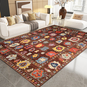 Tapis en velours cristal style persan, tapis rectangulaire à motifs floraux, antidérapant, pour salon, chambre à coucher, tapis de sol en fibre de polyester - Product Image 4