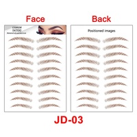 Autocollants de tatouage pour sourcils temporaires pour femmes, imitation réaliste naturelle 3D/4D/6D, maquillage du visage et du corps, noir et brun, vente en gros 2021