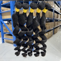 # Lot de Cheveux Humains Vierges Vietnamiens de Qualité Supérieure 12A, Noir Naturel 1B, Ondulés, Vente en Gros