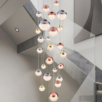 Lustre en cristal LED avec grande et longue boule suspendue Lampe suspendue en verre Foyer Cage d'escalier Plafond Fournisseur
