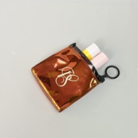 Sac de rangement portable en PVC marron avec fermeture éclair, mini pochette cosmétique, porte-monnaie, étui à rouge à lèvres, boucles d'oreilles, bijoux, porte-clés, logo personnalisé