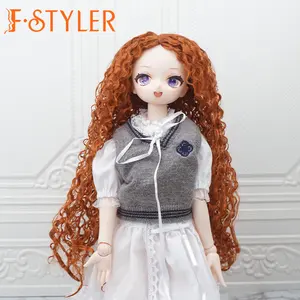 FSTYLER Synthetisches Mohair Locken kleine Mini-Barbie Bjd 18-Zoll individualisierbar Großhandel Großhandel Puppenzubehör für BJD-Puppen-Haarperücke