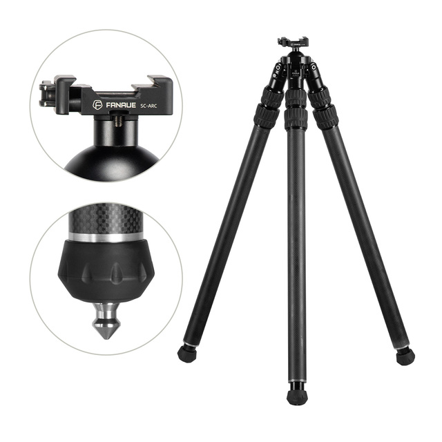 FANAUE Professional 40mm Tube 3-Section Carbon Fiber Video Camera Inverted Tripod ARCA Standard Portable Speed Lock Heavy-Duty