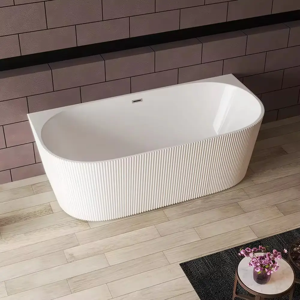 170 acrylic j shape bathtub 1500mm black fluted freestanding bathtub solid surface back to wall bathtub