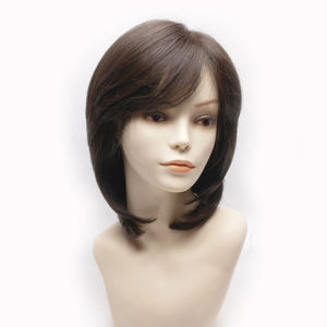 Perruque Bob bouclée à nouer à la main, mélange de cheveux humains, noir naturel et brun, sans colle, sans nœuds, légère, pour l'été - Product Image 4