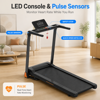 Tapis roulant pliable avec console LED, capteurs de fréquence cardiaque, touches de vitesse rapide, moteur 2,5 CV, machine de course compacte pour la remise en forme à domicile