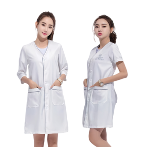 Divisa Bianca per Spa, Camice Opaco per Consulente di Bellezza, Logo Personalizzato, <span class=keywords><strong>Abbigliamento</strong></span> Plus-Size per Salone di Bellezza, Camice <span class=keywords><strong>da</strong></span> Laboratorio per Uso Ospedaliero - Product Image 4