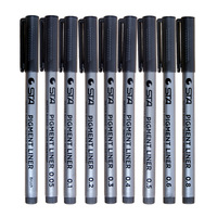 Marqueurs de dessin STA 9 tailles noires Micron Pen Hook Liner, résistants à l'eau, pour le dessin, les mangas, les bandes dessinées, l'écriture manuscrite, fournitures artistiques