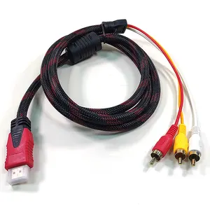 Senye 케이블 나일론 HD HDMI 남성 3 RCA 로터스 케이블 HDMI AV 복합 비디오 오디오 어댑터 변환기 케이블 1.5M