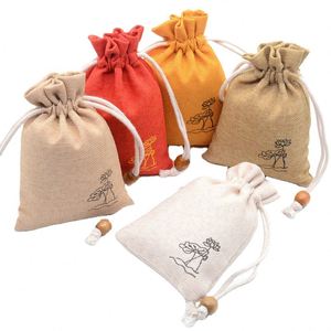Sacs en jute à cordon personnalisés, petits, imperméables et bon marché, pochette en lin - Product Image 1