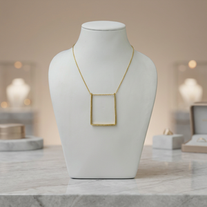 Collier statement géométrique en laiton fait main, plaqué or 18 carats, style vintage pour un look luxueux - Product Image 2