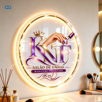 Enseigne lumineuse personnalisée en lettres 3D LED en acrylique, néon rétroéclairé, logo néon circulaire doré, décoration de salon de coiffure, devanture de magasin