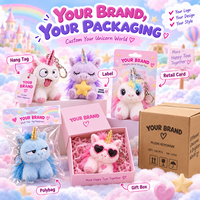 Breloques licorne prêtes à offrir, faible MOQ, porte-clés en peluche douce pour cadeaux de mariage, cafés, fleuristes et boulangeries