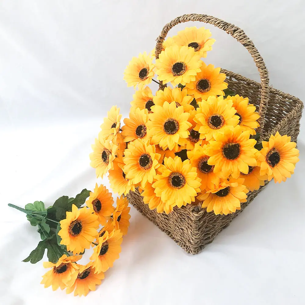 Künstliche Sonnenblumen Lieferanten Handgemachte Hochzeit Sonnenblumen mit natürlicher Berührung Helle Farben in Bulk Sun Flower