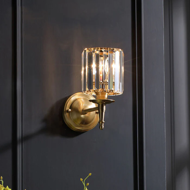 Modern Home Hotel Metal Living Room Led E27 Wall Crystal Sconce with Glass Lampshade for Villa, Modern Wall Sconce, Wall Lamps