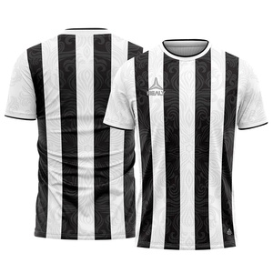 Wholesale High Quality Soccer Jersey Supplier Custom <strong>Black</strong> <strong>White</strong> <strong>Stripe</strong> Breathable Classic Football <strong>Shirt</strong> for Kids - Product Image 1