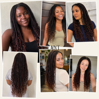 Extension per capelli sintetici Boho Faux Locs Crochet Braids Goddess Dreadlocks con estremità ricci, pre-annodate, morbide, per donna