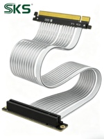 Kabel Riser PCIe5.0 X16 Male Female 30AWG Tembaga Berlapis Perak 85Ohm Frekuensi Tinggi Fleksibel Vertikal GPU Komputer Logo Kustom