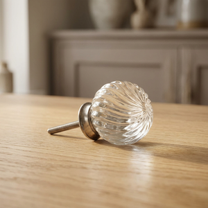Transparent <b>Crystal</b> Industrial Design Cabinet <b>Knob</b> Single Hole Wardrobe Drawer Handle Ribbed Glass Cupboard Accessory for Living - Product Image 3