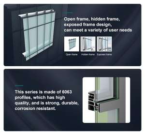 Mur rideau en aluminium teinté de qualité <span class=keywords><strong>prix</strong></span> de gros profilé en aluminium fenêtres et portes pour <span class=keywords><strong>façade</strong></span> de bâtiments - Product Image 3