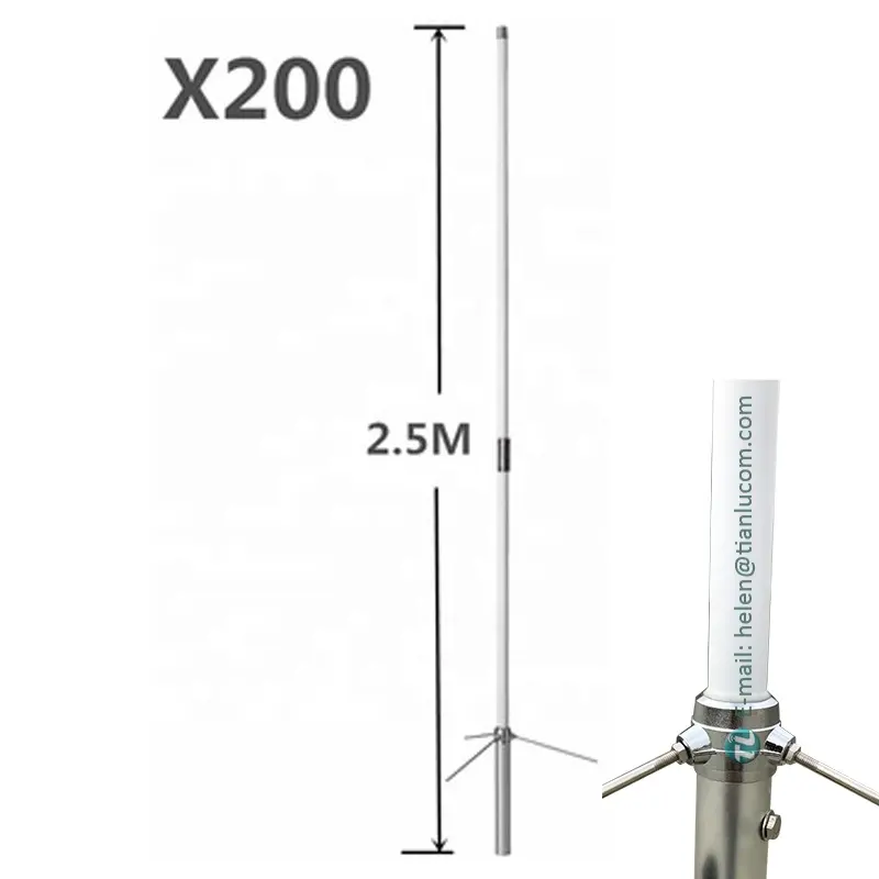 Esterna ad alto guadagno 6/8dBi 2.5m dual band antenna in fibra di vetro 144 430 mhz VHF UHF stazione base antenna diamanti x200 x50 x30