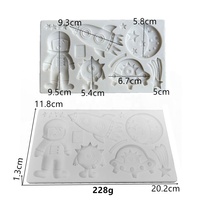 Moule à gâteau en silicone DIY, forme rectangulaire, motifs 3D fins de dessins animés, vaisseaux spatiaux, fusées, astronautes, étoiles, lune, monstres extraterrestres