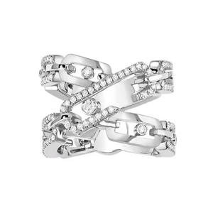 A097 Anello in oro bianco con diamante da donna, gioiello con diamante naturale rotondo taglio brillante colore G - Product Image 3